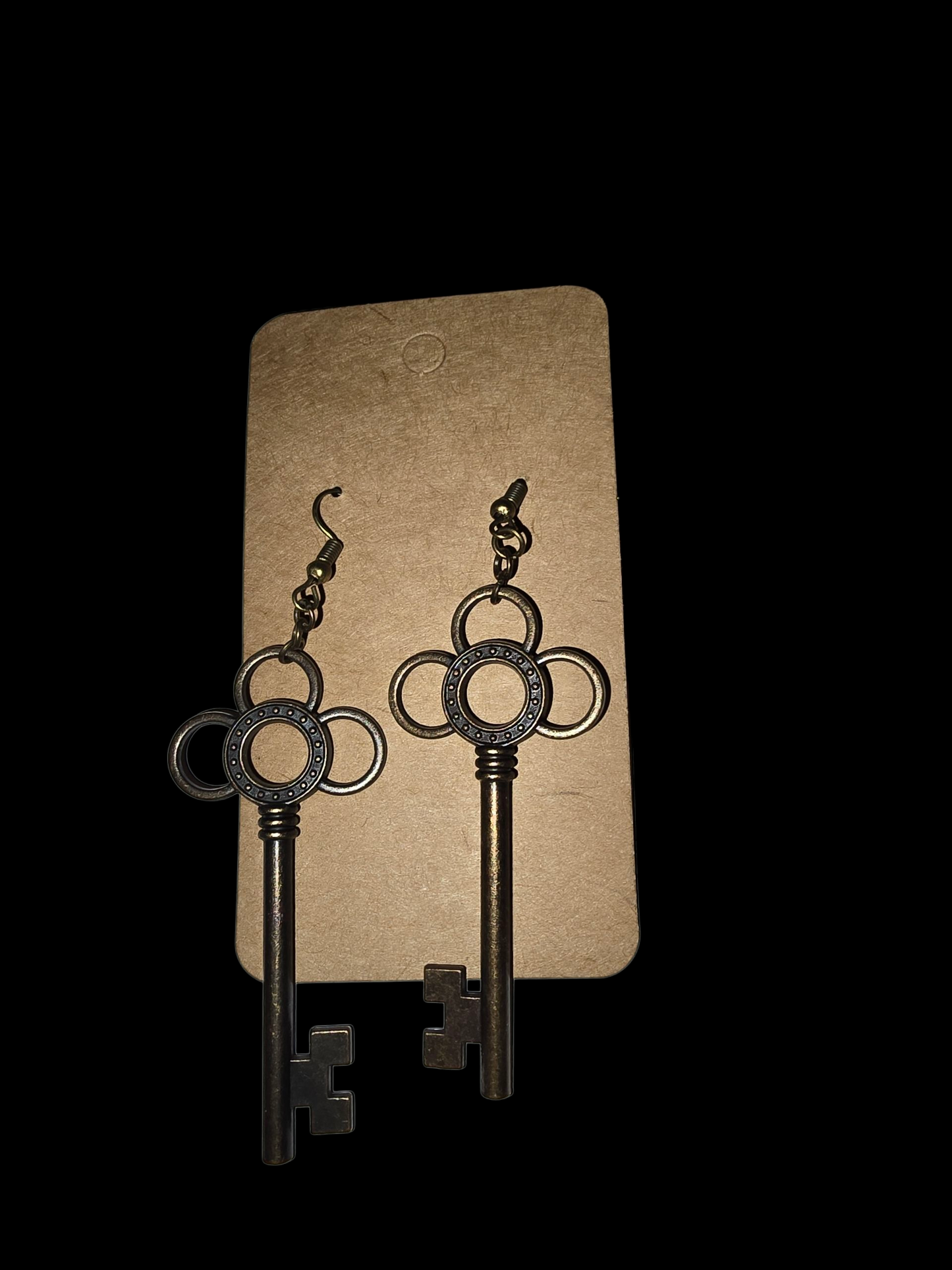 Bronze key earrings