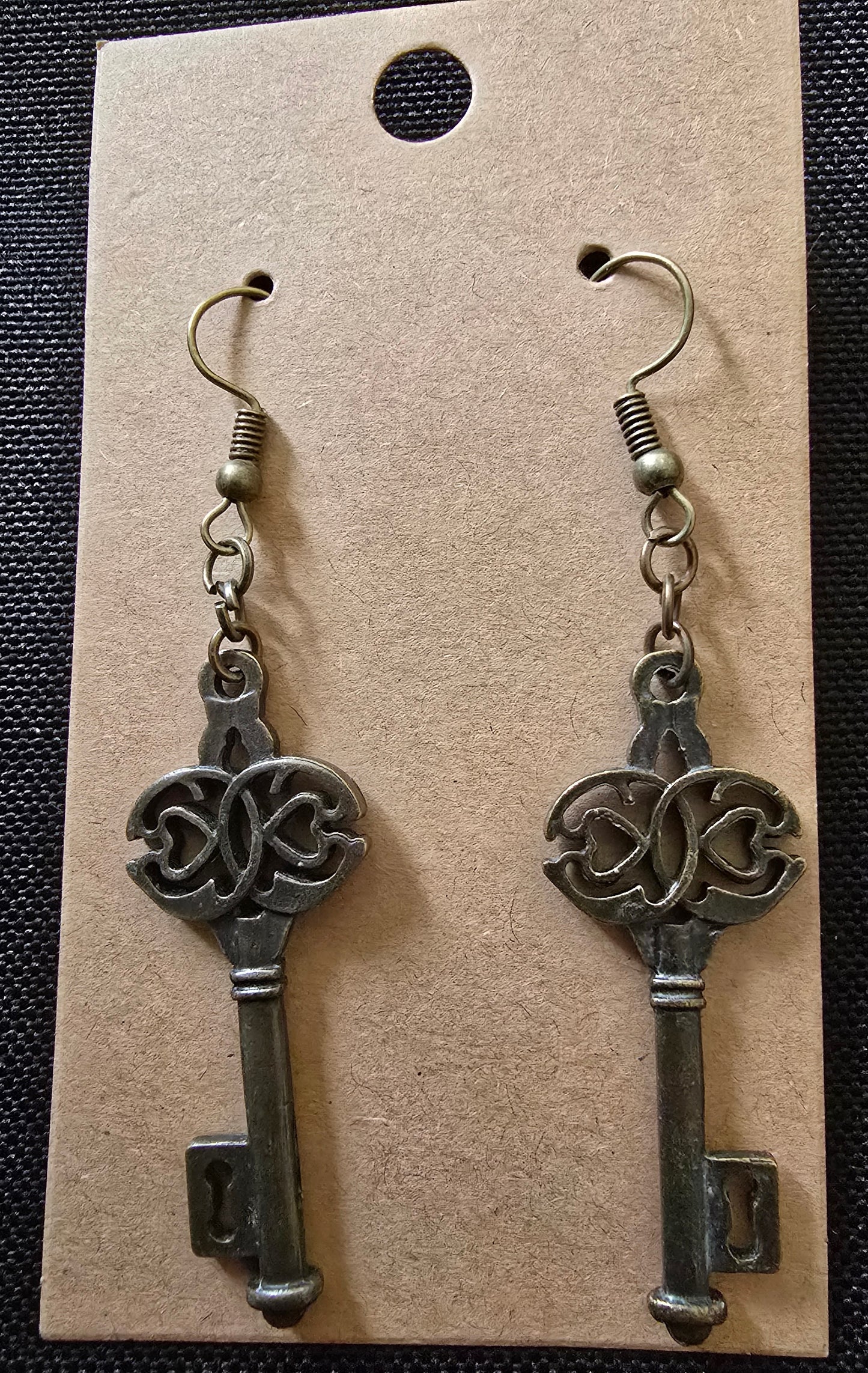 Bronze key earrings