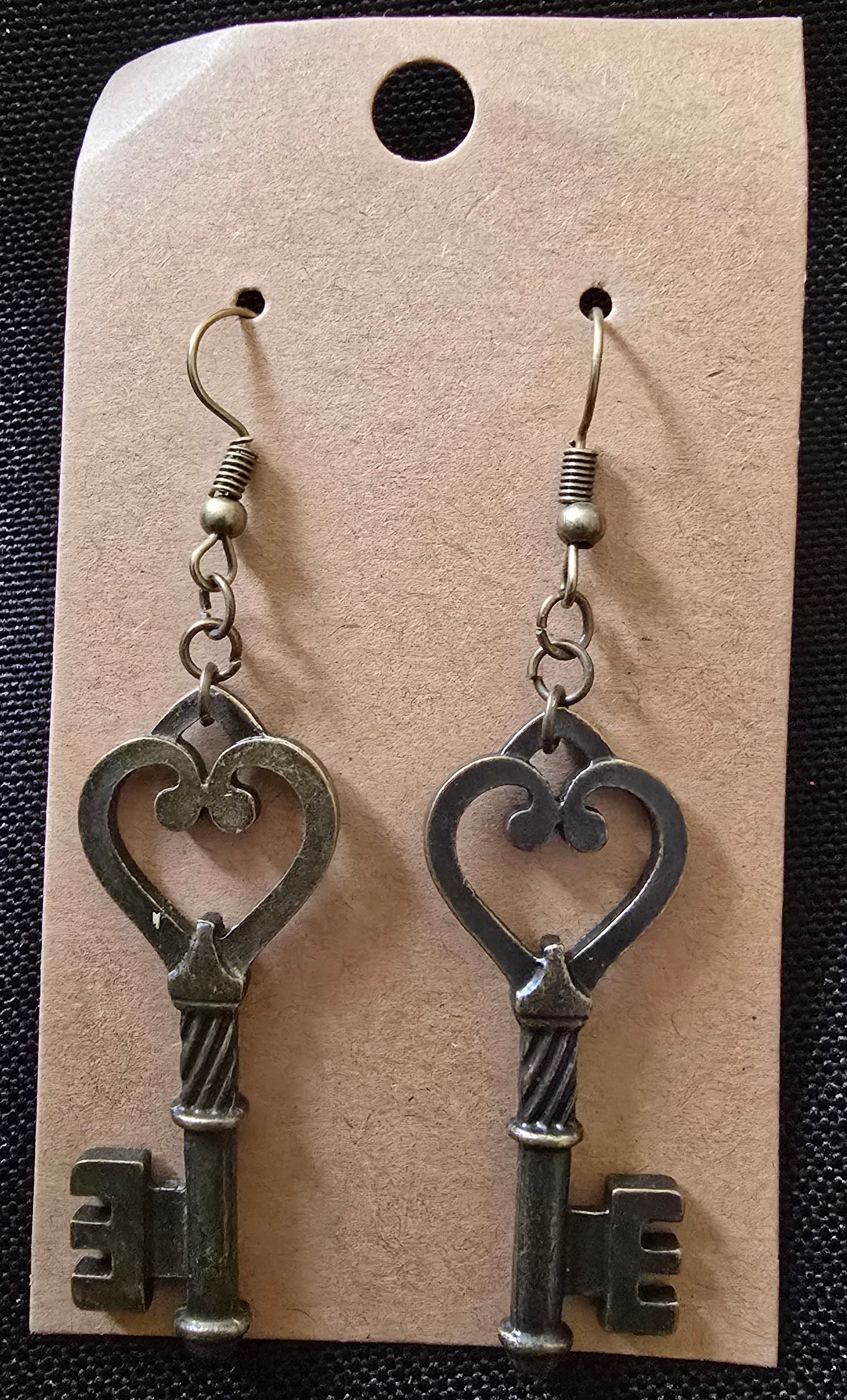 Bronze key earrings