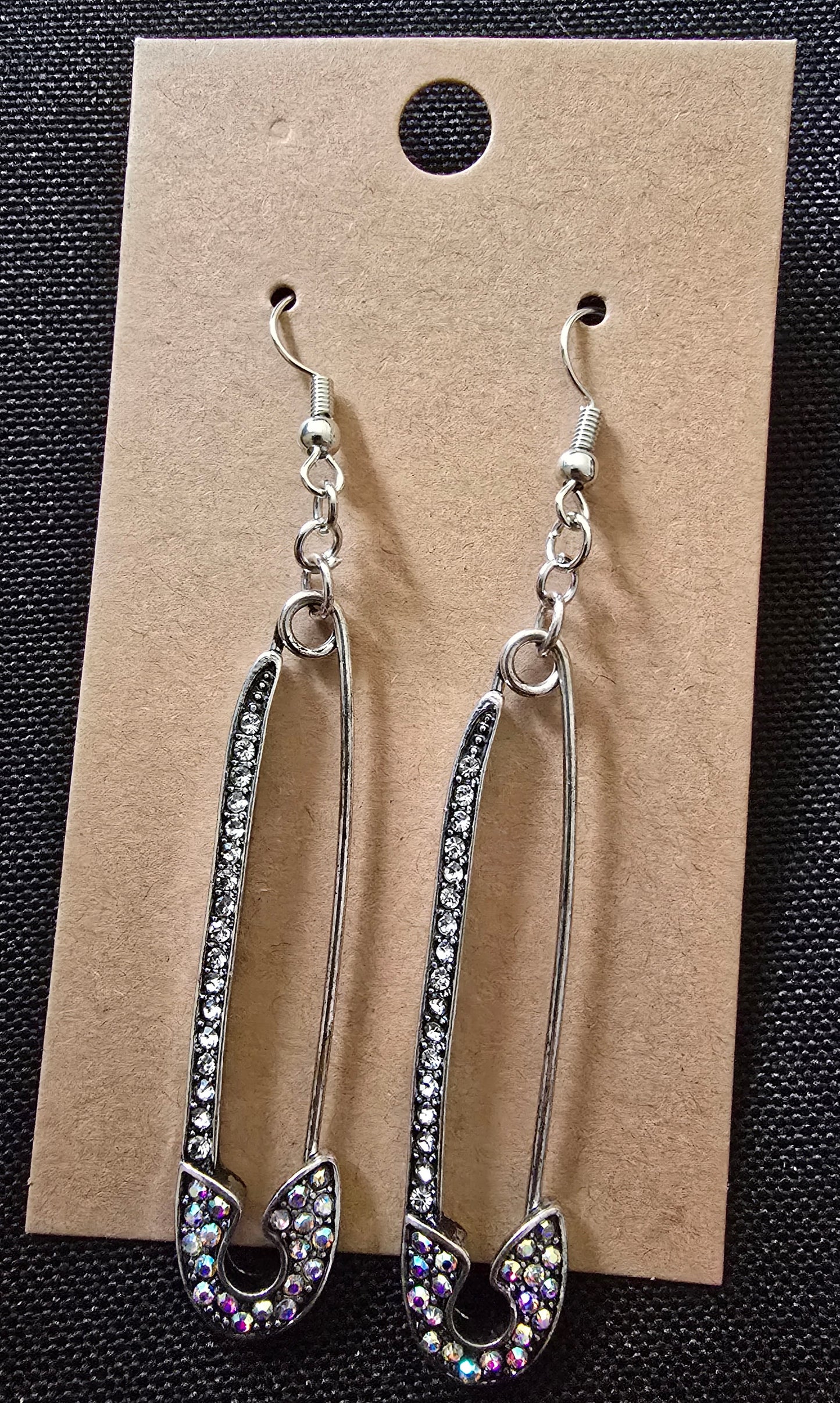 Jeweled safety pin earrings