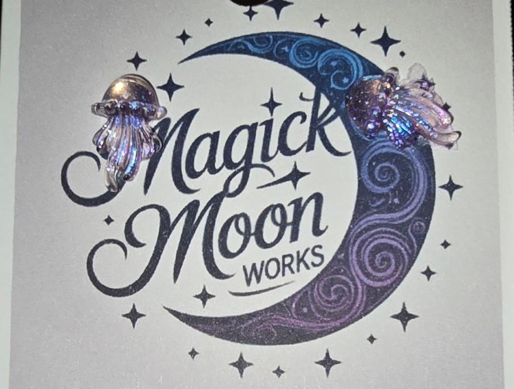 Jellyfish holographic stud earrings