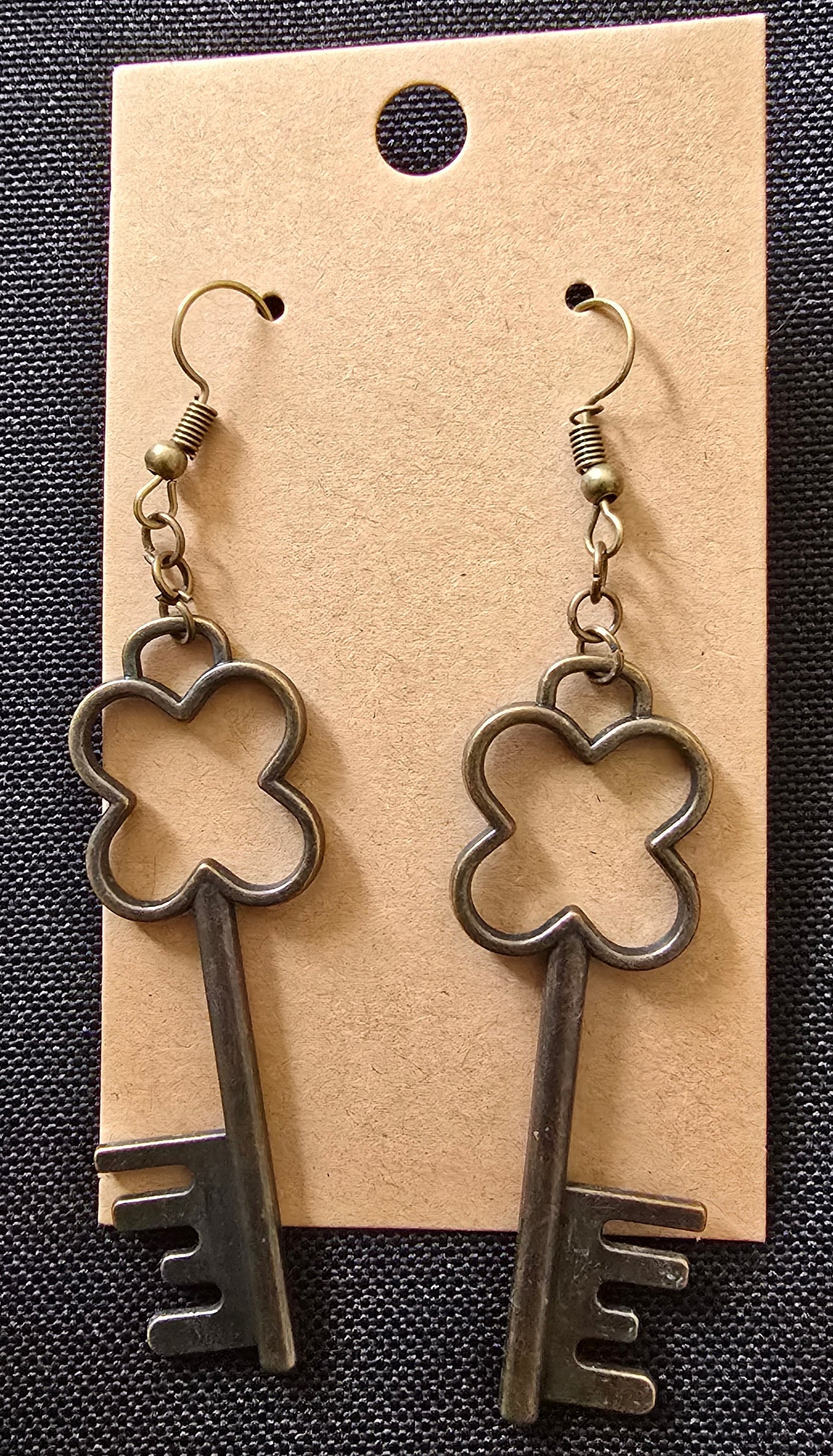 Bronze key earrings