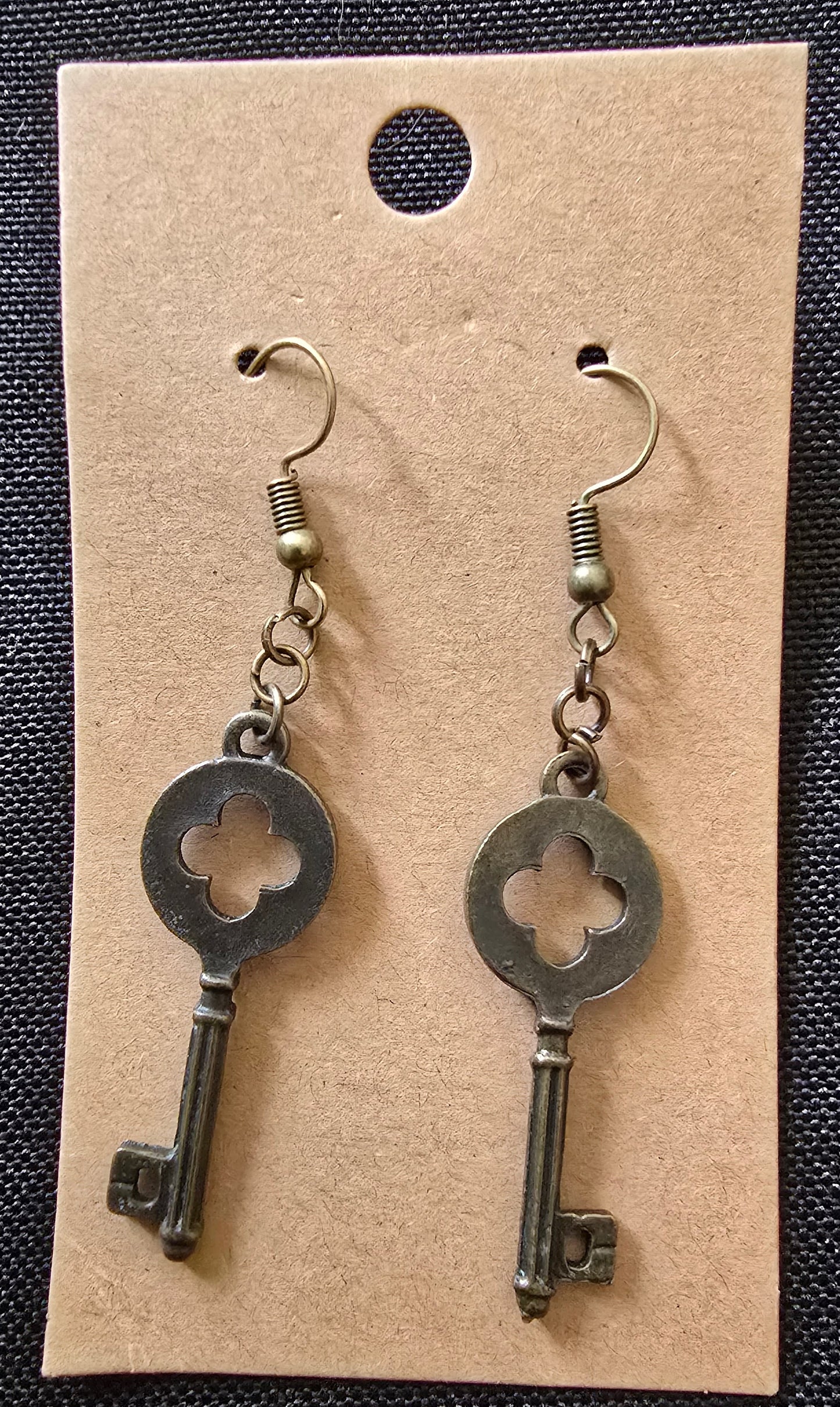 Bronze key earrings