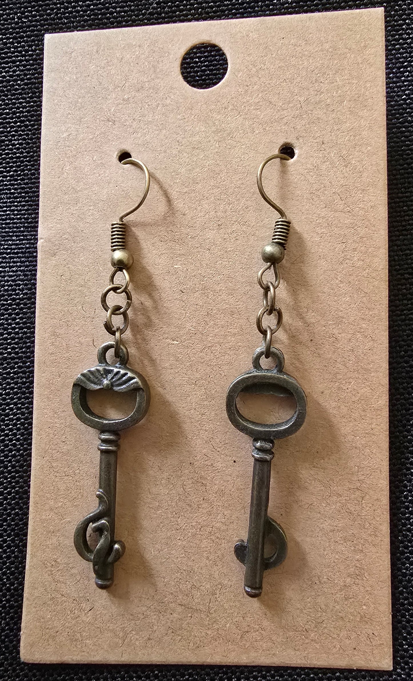Bronze key earrings