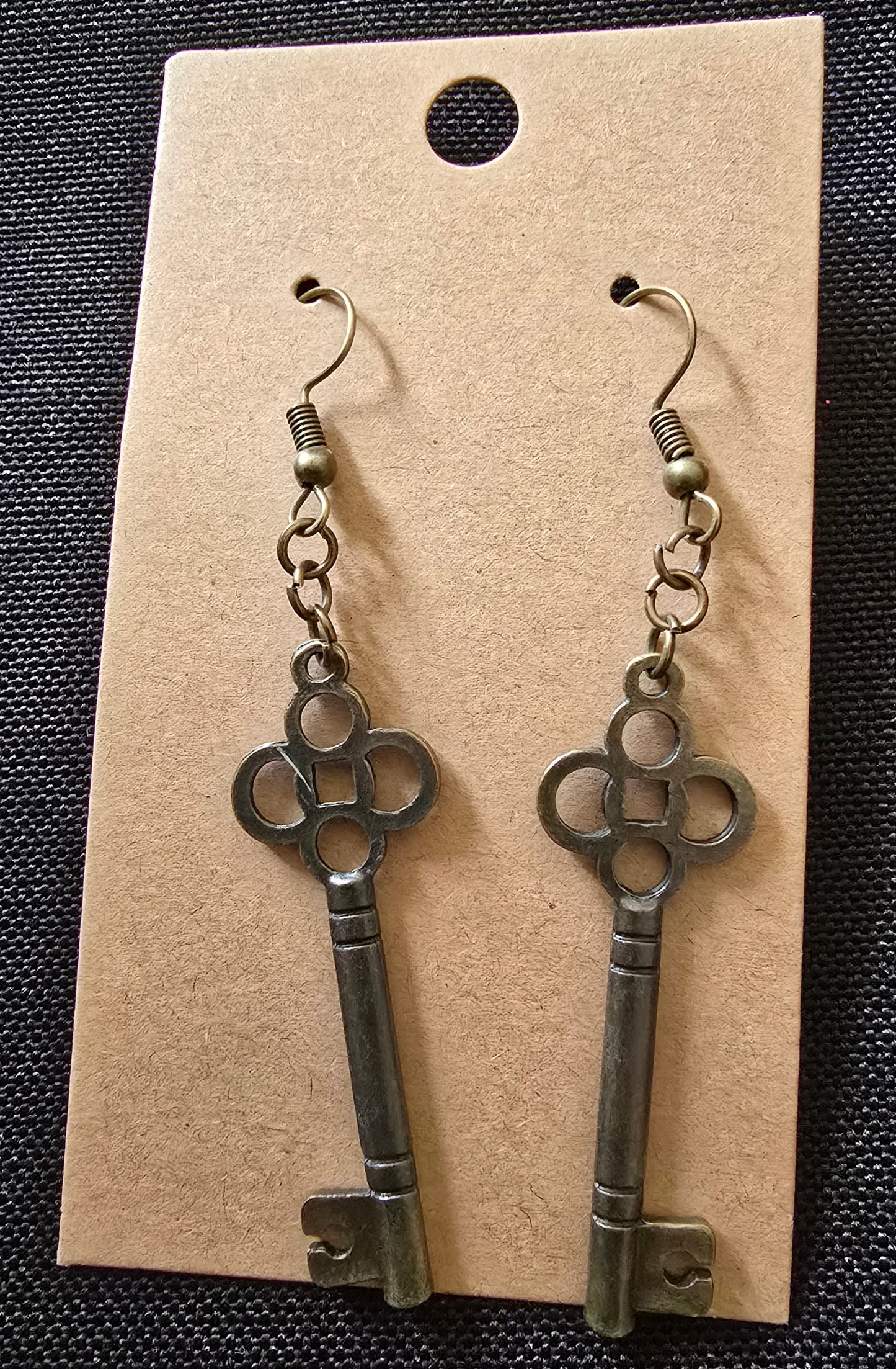 Bronze key earrings