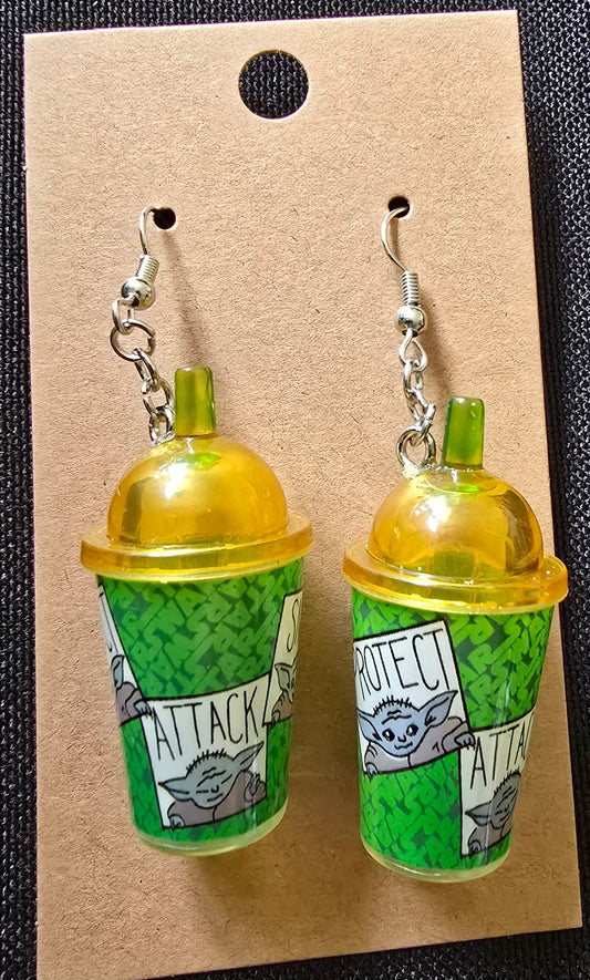 Baby Yoda (Grogu) miniature cup earrings