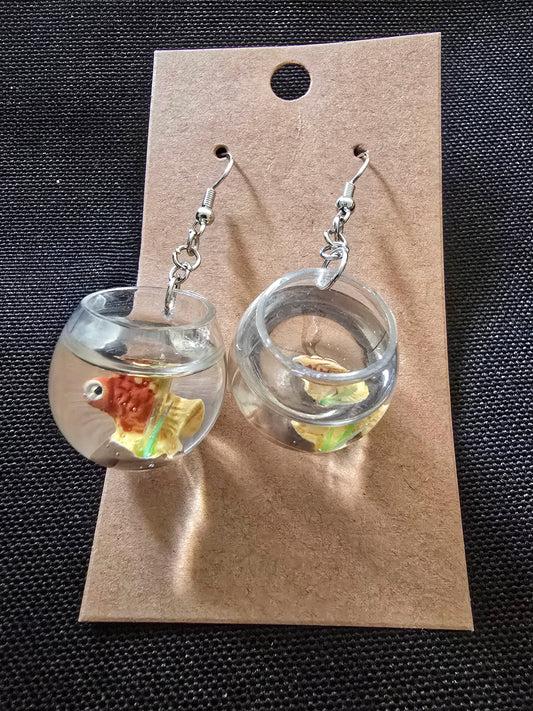Goldfish bowl miniature earrings
