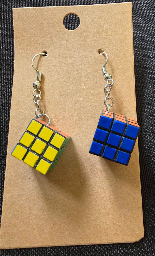Rubik's cube earrings
