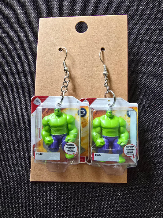 Hulk action figure earrings
