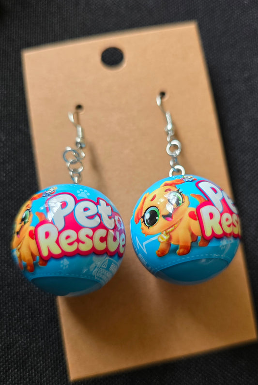Pet rescue miniature toy earrings